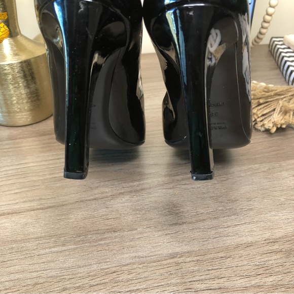 Prada Black Patent Leather Logo Detail Square Toe Block Calzature Donna Pumps 38 - Picture 7 of 10